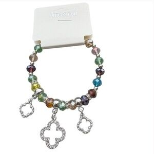 5/$25 Blossom Rainbow & Silver Beaded Bracelet with Charms